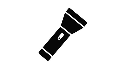 A black silhouette of a handheld flashlight on a white background © msunny93