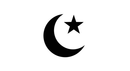 Crescent Moon and Star Symbol Icon 34.