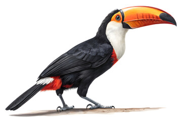 Obraz premium A toucan with large colorful beak isolated on white or transparent background