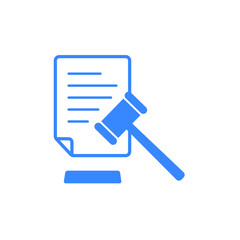 AI Governance Legal Document and Gavel Flat Icon