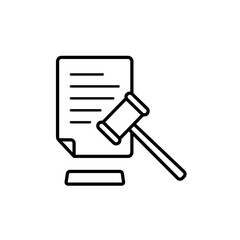 AI Governance Legal Document and Gavel Flat Icon