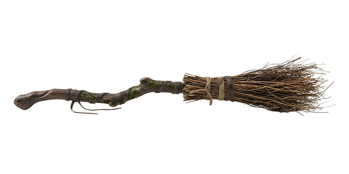 A witch broomstick isolated on white or transparent background
