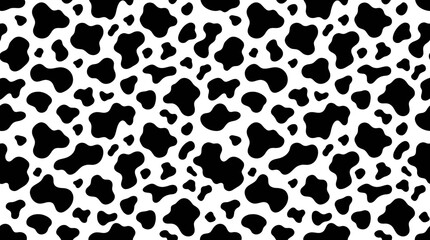 Seamless Cow Print Pattern Black and White Animal Spots Background