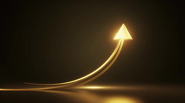 金色の放物線ライトが上昇するミニマル背景