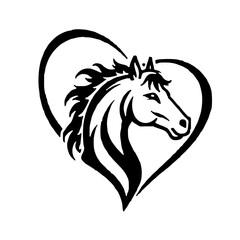 Obraz premium Horse Heart Horse Lover , Equestrian Silhouette Cut File, Farm Animal Clipart, Love Horse