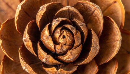 Macro View Pinecone Scales Intricate Nature Pattern Warm Golden Brown Autumn Texture