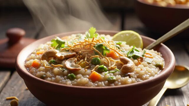 Delicious Indian Cuisine - Aromatic Vegetable Biryani in a Bowl.