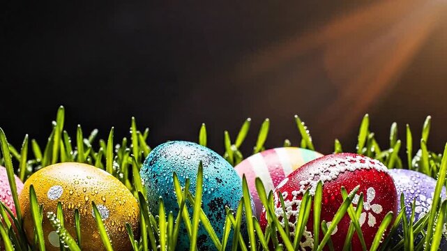 Easter day eggs flowers edge background dark black festive
colorful clean empty center modern overlay spring animation