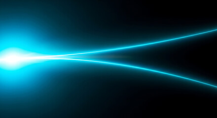 Naklejka premium glowing blue light lines forming a futuristic digital tunnel on a dark background representing speed connection and data flow
