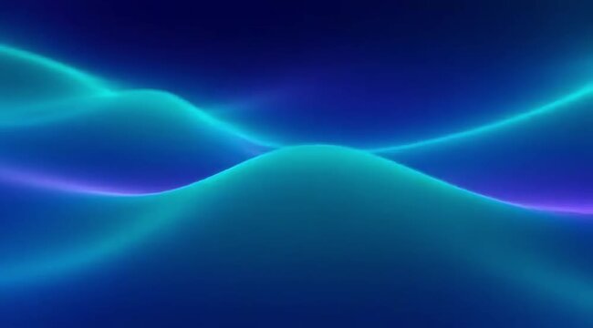 Vibrant blue and purple neon waves flow dynamically