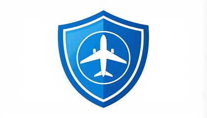 Fototapeta premium Secure air travel shield with airplane icon for safety and protection