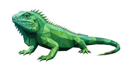 Obraz premium Vibrant green iguana in modern polygonal style for design