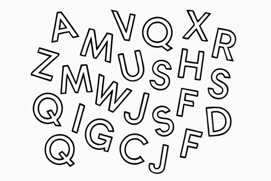 Black Outline Distorted Glitch Typography Abstract Letter Chaos Experimental Text Scatter AMVQXR ZMWSH MWJS QIGJ CFS Poster Art