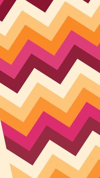Retro Chevron Pattern in Warm Autumn Tones Cream Orange Pink and Burgundy