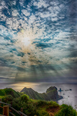 北の半島に射す太陽の光