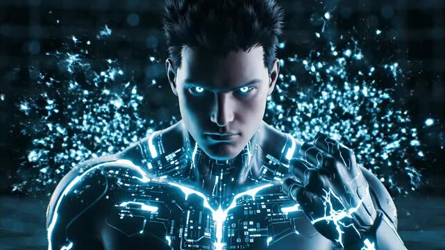 Electrifying Superhero Unleashes Energy - A Stunning Visual Display.