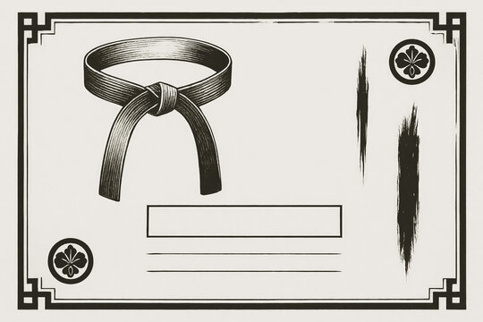 Certificate dan grade diplom karate. Old vintage diplom paper, with frame texture background art design.