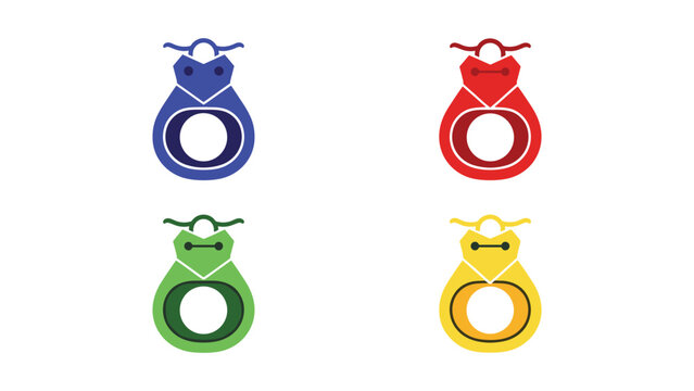 Colorful stylized keychains with circular designs and crown tops