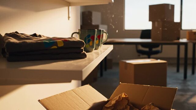Moving Day - Boxes, Furniture, and Belongings in a New Space.