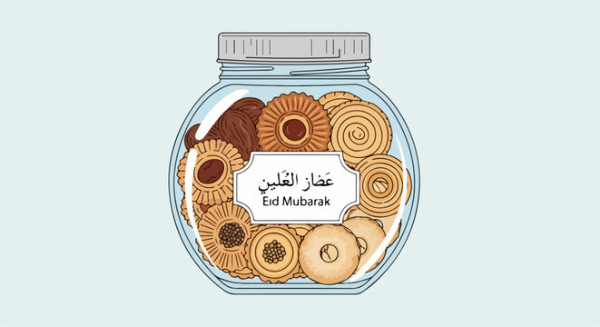 flat illustration of cookies in a jar