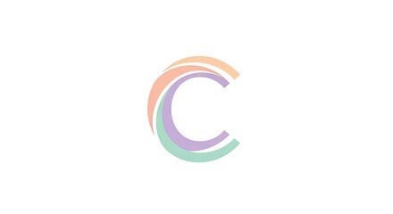 Fototapeta premium Abstract letter c logo in pastel colors for branding and marketing