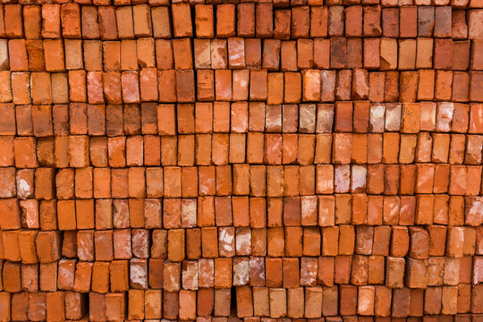 Stack of red brick texture background