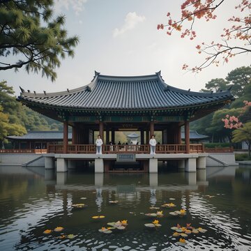 Gyeonghoeru Pavilion in the Joseon Dynasty is a pavilion built in Gyeongbokgung Palace's pond where the king and his servants hold a banquet or entertain foreign envoys