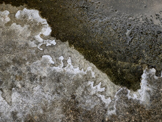close up of ice on the ground