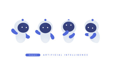 シンプルで使いやすいAI素材。かわいいAIのキャラクター4点セット。