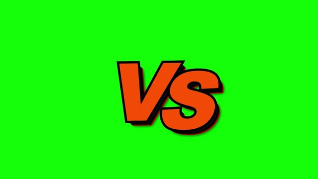 Animated VS text on green screen for competitive comparison animation