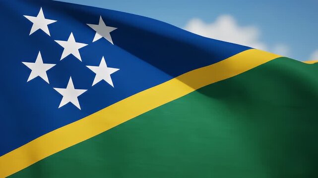 Solomon Islands Flag Waving in Wind.