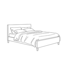 Bed with pillows cozy bedroom interior illustration