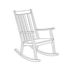 Wooden antique rocking chair on white background comfortable vintage seat