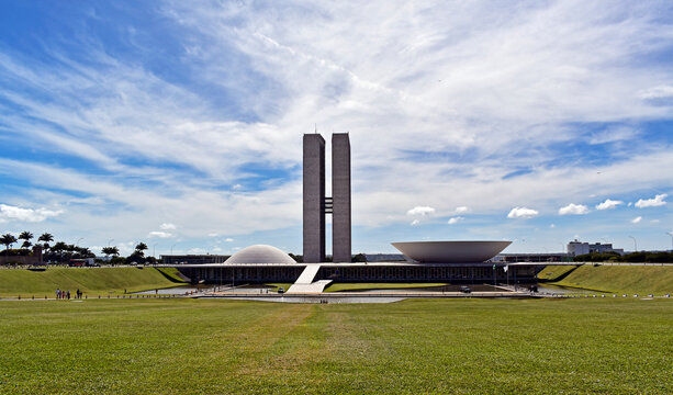 BRASILIA, FEDERAL DISTRICT, BRAZIL - January 16, 2026: National Congress of Brazil, headquarters of the Chamber of Deputies and the Federal Senate
