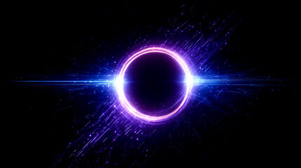 Obraz premium 暗闇で輝くリングと光線