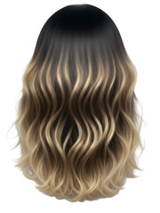 Fototapeta premium Wavy ombre hair illustration realistic style isolated on transparent background