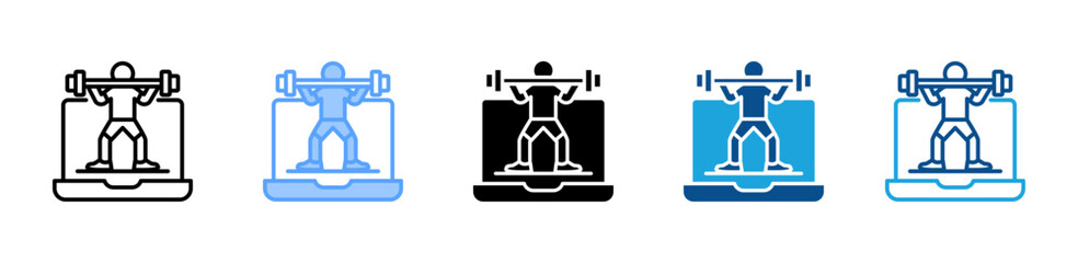 Virtual Fitness icon multiple style and collection © malikha