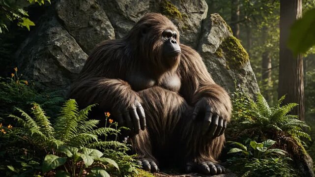 Powerful Gorilla in Lush Green Jungle Habitat
