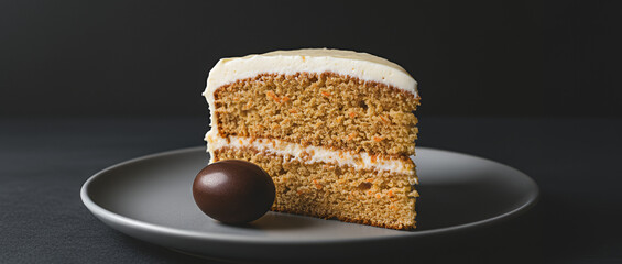 Low Angle View of German R&uuml;blikuchen Carrot Cake with Frosting