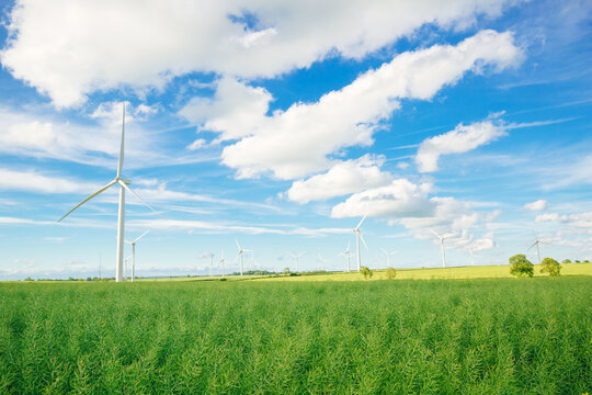 United kingdoms, renewable energy power windmill with beautiful sky