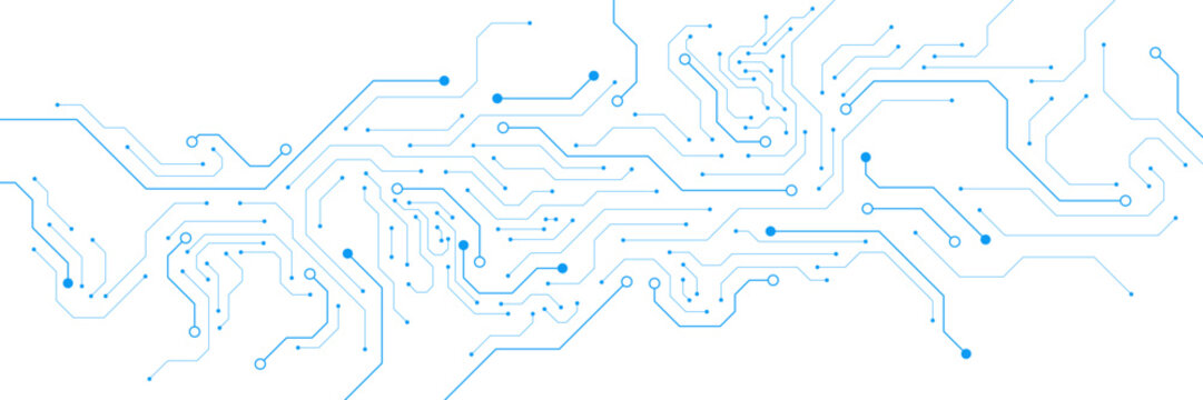 Electronic circuit board or electrical engineering technology texture on white background. Computer motherboard, microprocessor and semiconductor. Vector