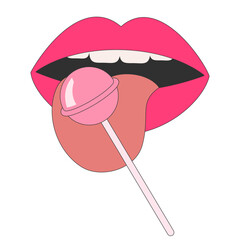 red lips with pink lollipop