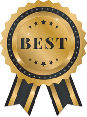 golden medal with ribbon