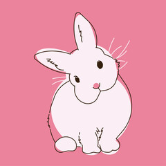 Fototapeta premium Draw outline rabbit For Easter. Greeting card with decorative easter bunny