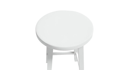 Top Down View of a Plain White Round Stool Isolated on Transparent Background