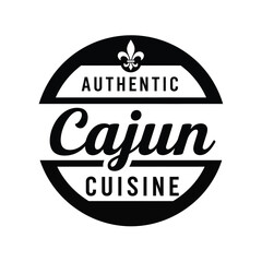 Vector illustration authentic cajun cuisine logo design with fleur de lis © Bar