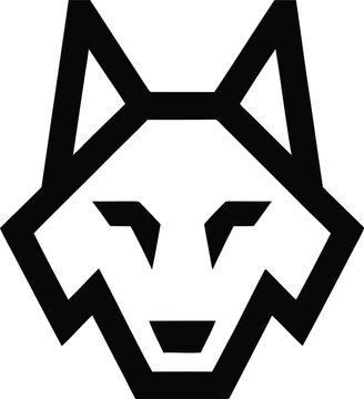 Geometric wolf head icon in minimalist flat design on a simple backdrop viewed directly