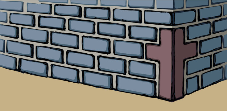 Vector drawing. Cornerstone at the base of the wall