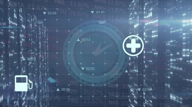 Animation of data processing over clock