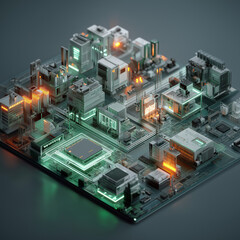 Semiconductor Industry Digital Technology Concept Graphic